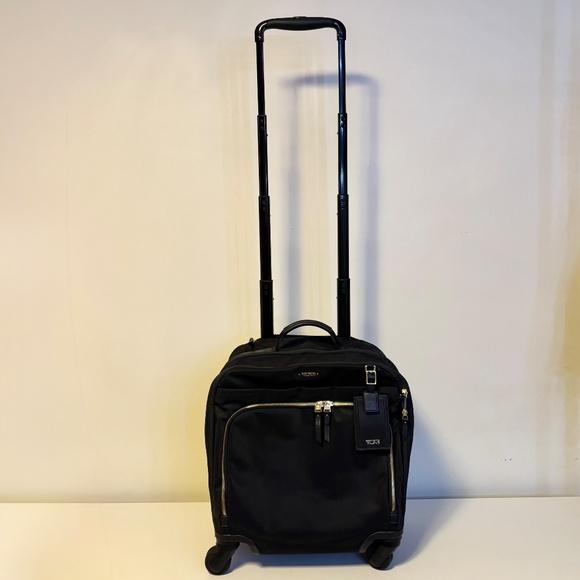 Tumi Voyageur Oslo Compact Roller Bag Small Carry On Luggage Suitcase Black Gold - Picture 3 of 5